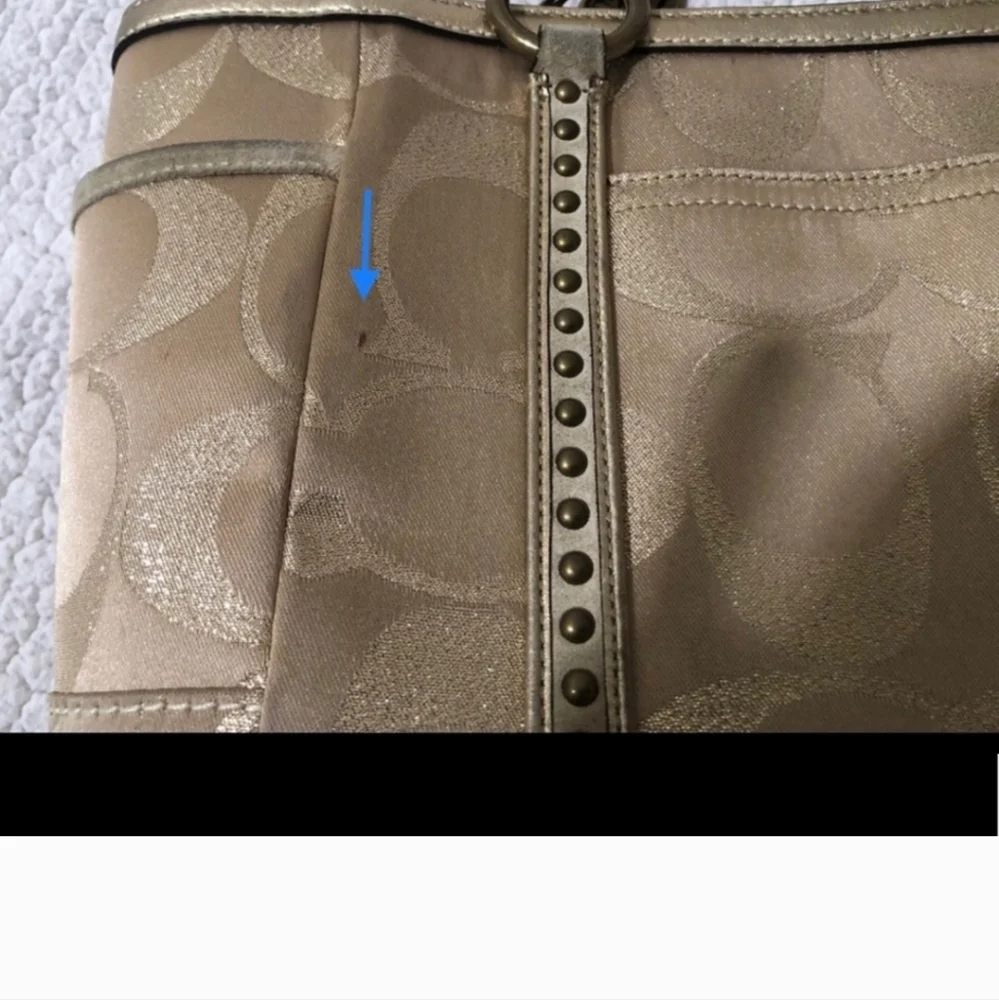 Coach Gold Signature Gallery Tote Bag With Studs